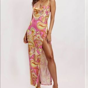 Printed Dress w/Slit